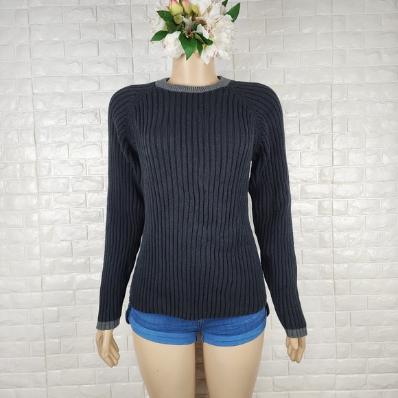blue issue medium black rib knit mock sweater - Picture 2 of 5
